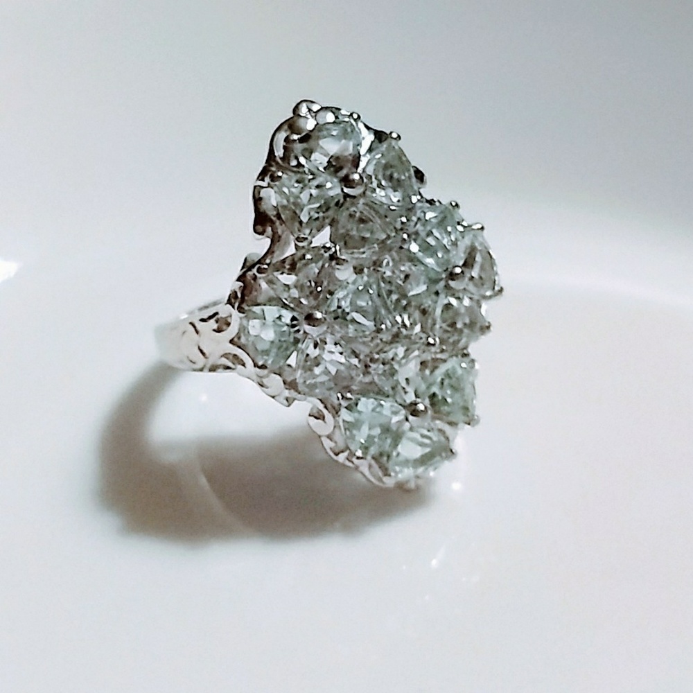 BRAZILIAN GOSHENITE PLATINUM STERLING SILVER RING